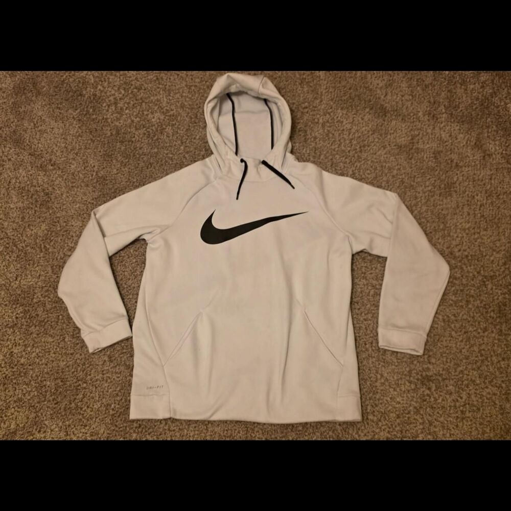 Nike Men's White and Blue Hoodie